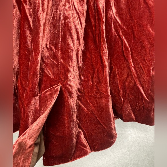 Free people burnt orange rust crush velvet woman's one button jacket sz MED - Picture 12 of 13